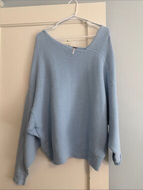NWT Free People Pale Blue Off-the-Shoulder Knit Sweater